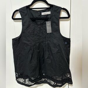 NWT Abercrombie & Fitch Black Sleeveless Lace-Hem Tank Top - Size M